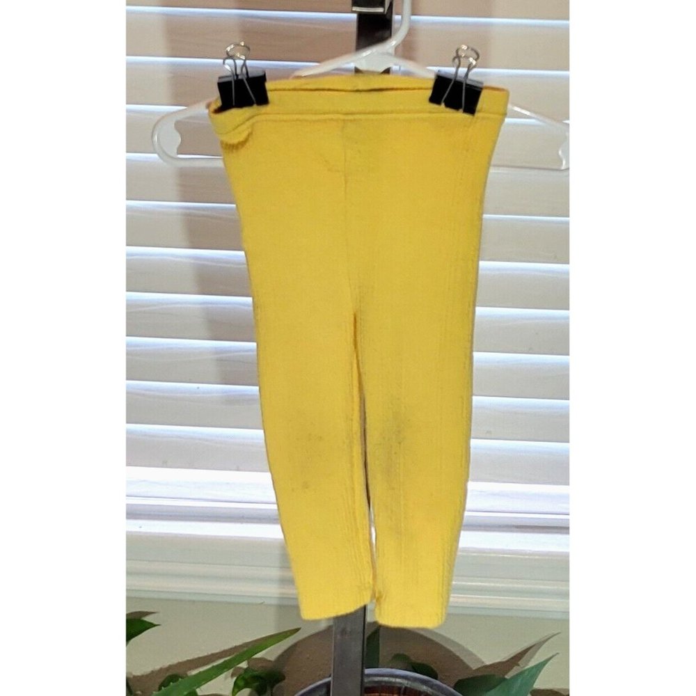 Old Navy Plain Yellow Textured Vertical Line Legging Pants Baby 12M to 18M